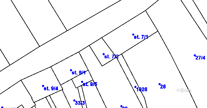 Parcela st. 7/2 v KÚ Štarnov, Katastrální mapa