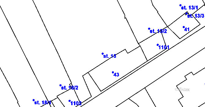Parcela st. 15 v KÚ Štarnov, Katastrální mapa