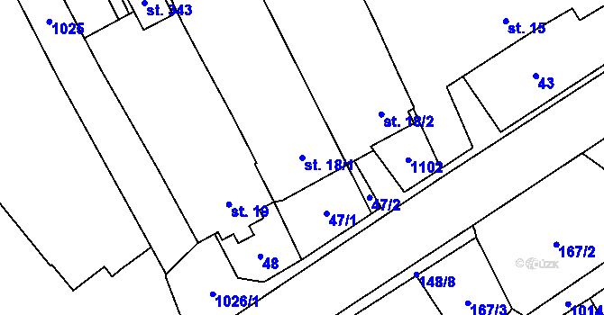 Parcela st. 18/1 v KÚ Štarnov, Katastrální mapa
