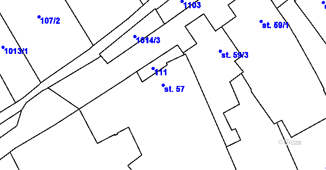 Parcela st. 57 v KÚ Štarnov, Katastrální mapa