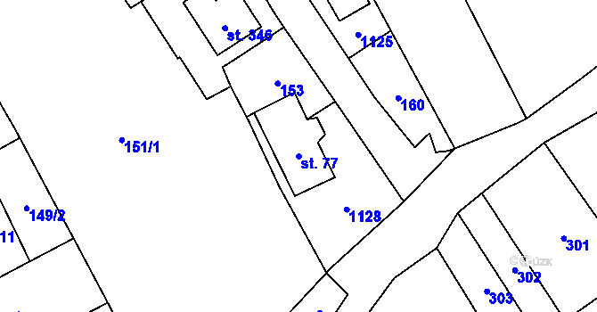 Parcela st. 77 v KÚ Štarnov, Katastrální mapa