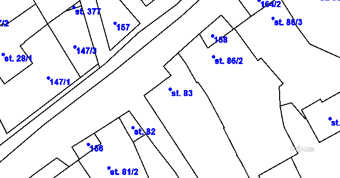 Parcela st. 83 v KÚ Štarnov, Katastrální mapa