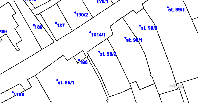 Parcela st. 98/2 v KÚ Štarnov, Katastrální mapa