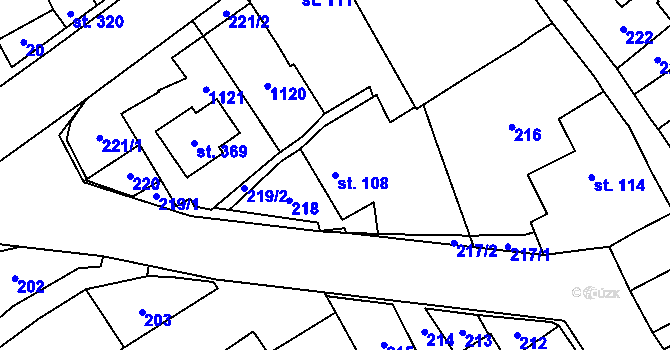 Parcela st. 108 v KÚ Štarnov, Katastrální mapa