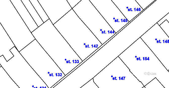Parcela st. 142 v KÚ Štarnov, Katastrální mapa