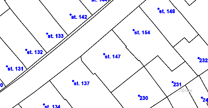Parcela st. 147 v KÚ Štarnov, Katastrální mapa