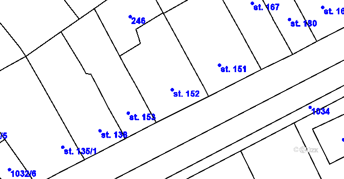 Parcela st. 152 v KÚ Štarnov, Katastrální mapa