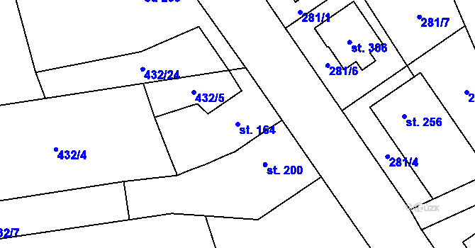 Parcela st. 164 v KÚ Štarnov, Katastrální mapa