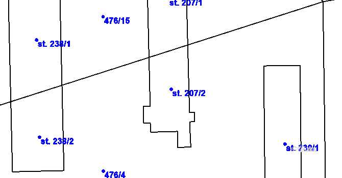 Parcela st. 207/2 v KÚ Štarnov, Katastrální mapa