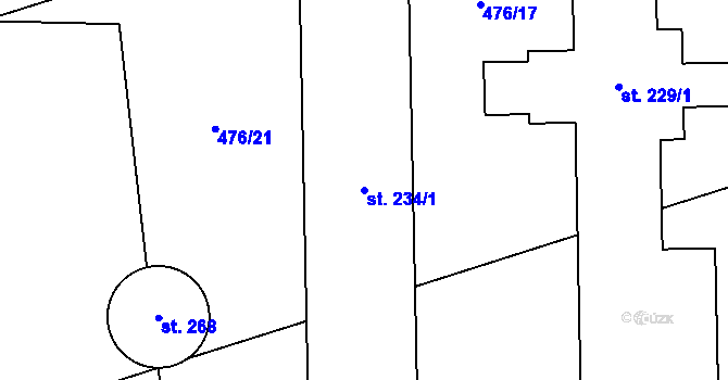 Parcela st. 234/1 v KÚ Štarnov, Katastrální mapa