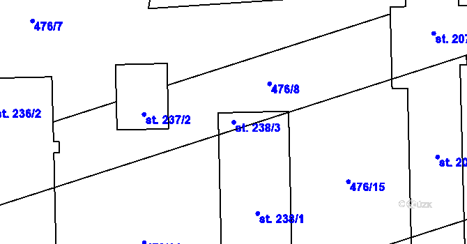 Parcela st. 238/3 v KÚ Štarnov, Katastrální mapa