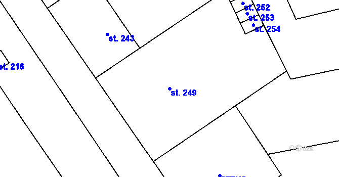 Parcela st. 249 v KÚ Štarnov, Katastrální mapa