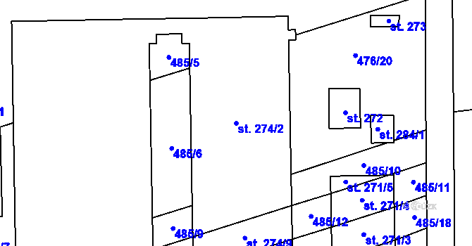 Parcela st. 274/2 v KÚ Štarnov, Katastrální mapa