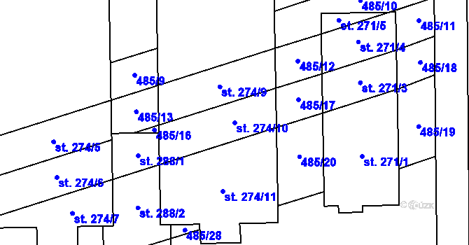 Parcela st. 274/10 v KÚ Štarnov, Katastrální mapa