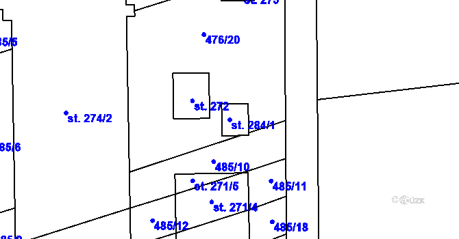 Parcela st. 284/1 v KÚ Štarnov, Katastrální mapa