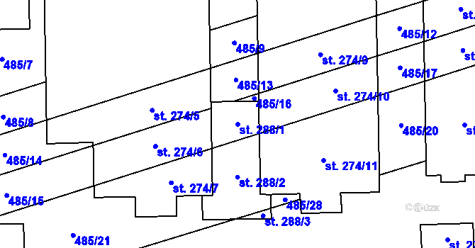 Parcela st. 288/1 v KÚ Štarnov, Katastrální mapa