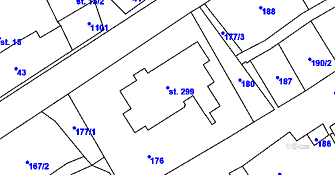 Parcela st. 299 v KÚ Štarnov, Katastrální mapa