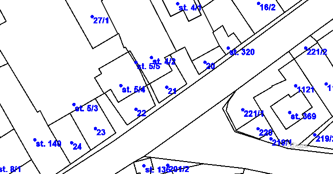 Parcela st. 21 v KÚ Štarnov, Katastrální mapa