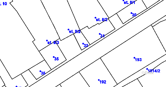 Parcela st. 32 v KÚ Štarnov, Katastrální mapa