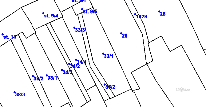 Parcela st. 33/1 v KÚ Štarnov, Katastrální mapa