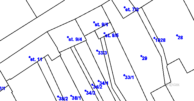 Parcela st. 33/3 v KÚ Štarnov, Katastrální mapa