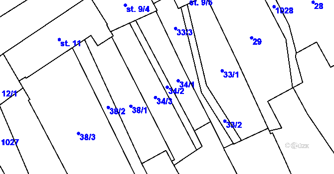 Parcela st. 34/2 v KÚ Štarnov, Katastrální mapa