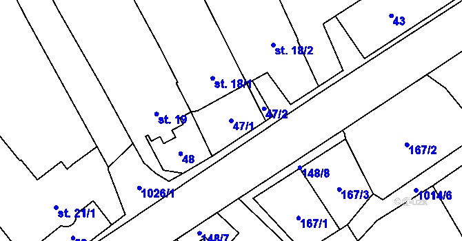 Parcela st. 47/1 v KÚ Štarnov, Katastrální mapa