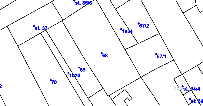 Parcela st. 68 v KÚ Štarnov, Katastrální mapa