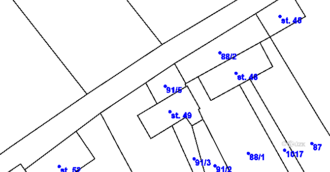 Parcela st. 91/5 v KÚ Štarnov, Katastrální mapa