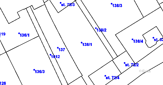 Parcela st. 138/1 v KÚ Štarnov, Katastrální mapa