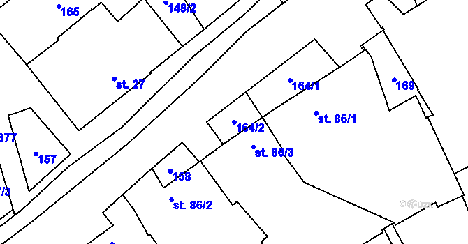 Parcela st. 164/2 v KÚ Štarnov, Katastrální mapa