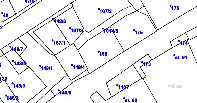 Parcela st. 168 v KÚ Štarnov, Katastrální mapa