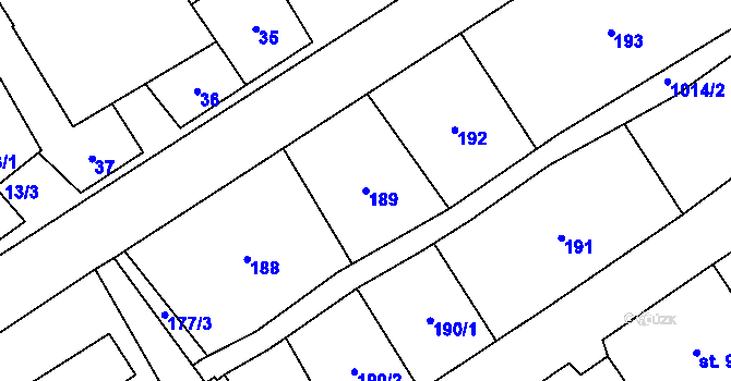 Parcela st. 189 v KÚ Štarnov, Katastrální mapa