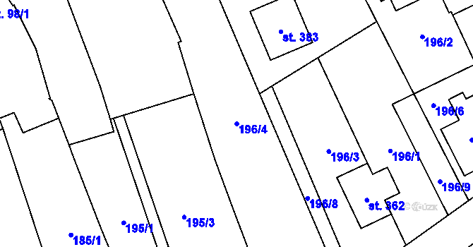 Parcela st. 196/4 v KÚ Štarnov, Katastrální mapa