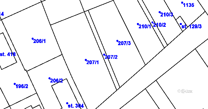 Parcela st. 207/2 v KÚ Štarnov, Katastrální mapa