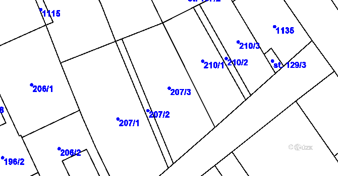 Parcela st. 207/3 v KÚ Štarnov, Katastrální mapa