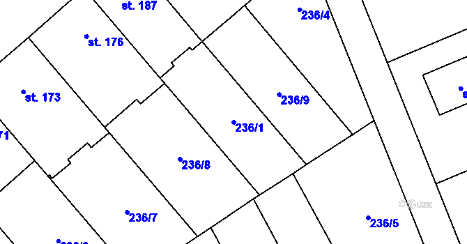 Parcela st. 236/1 v KÚ Štarnov, Katastrální mapa