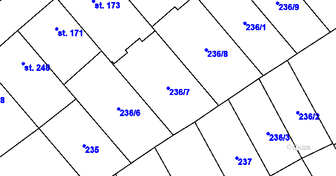 Parcela st. 236/7 v KÚ Štarnov, Katastrální mapa