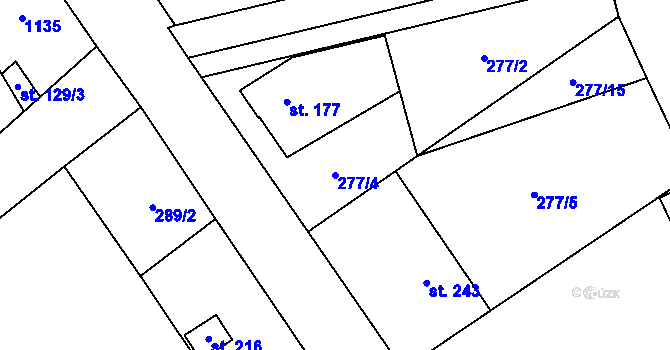 Parcela st. 277/4 v KÚ Štarnov, Katastrální mapa