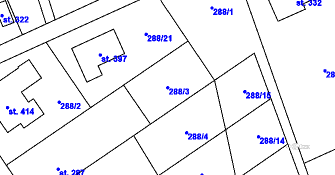 Parcela st. 288/3 v KÚ Štarnov, Katastrální mapa
