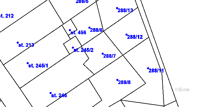 Parcela st. 288/7 v KÚ Štarnov, Katastrální mapa