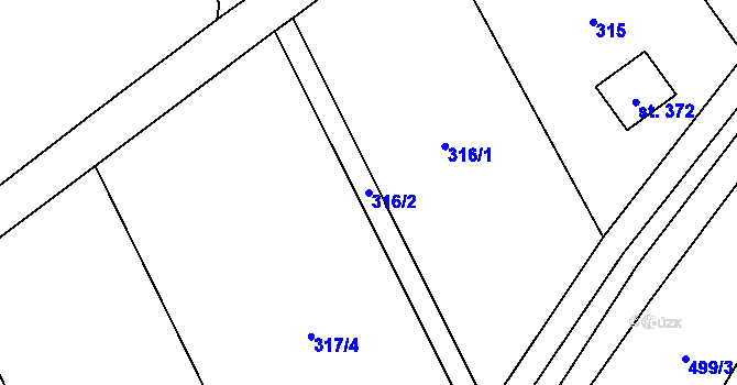 Parcela st. 316/2 v KÚ Štarnov, Katastrální mapa