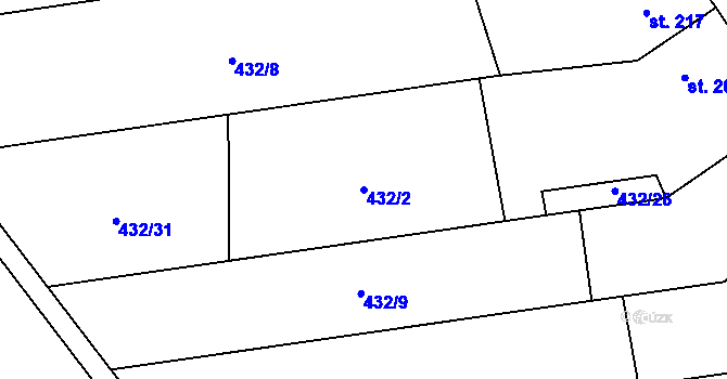 Parcela st. 432/2 v KÚ Štarnov, Katastrální mapa