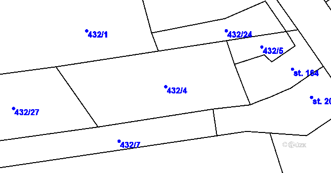 Parcela st. 432/4 v KÚ Štarnov, Katastrální mapa