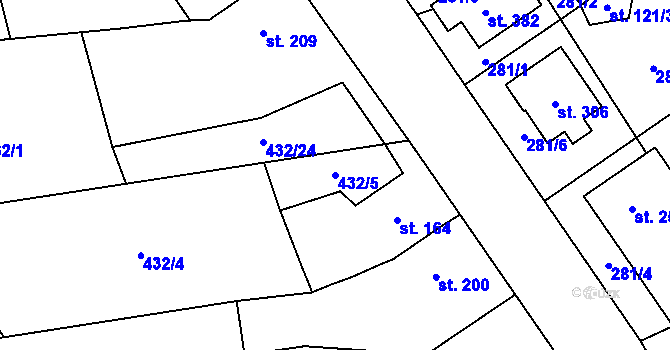 Parcela st. 432/5 v KÚ Štarnov, Katastrální mapa