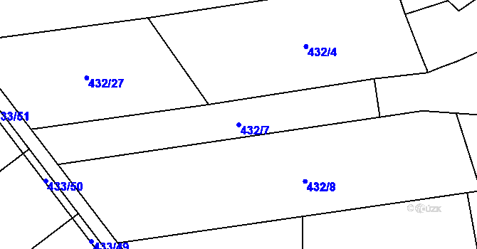 Parcela st. 432/7 v KÚ Štarnov, Katastrální mapa