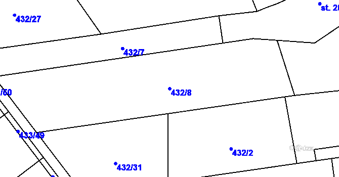 Parcela st. 432/8 v KÚ Štarnov, Katastrální mapa