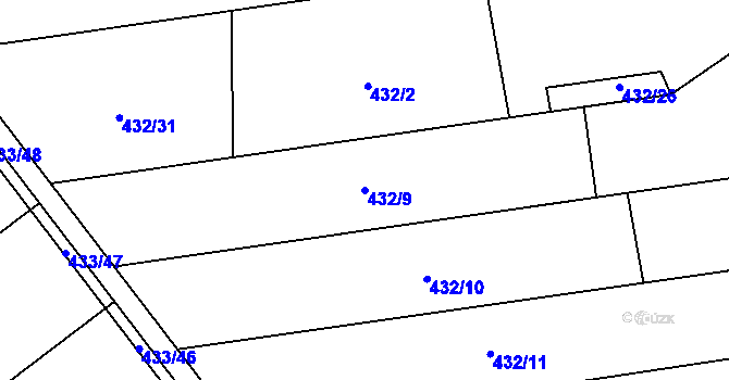 Parcela st. 432/9 v KÚ Štarnov, Katastrální mapa