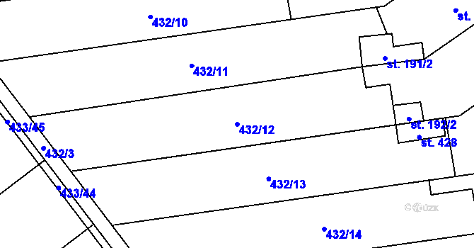 Parcela st. 432/12 v KÚ Štarnov, Katastrální mapa