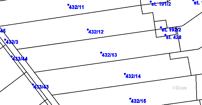 Parcela st. 432/13 v KÚ Štarnov, Katastrální mapa